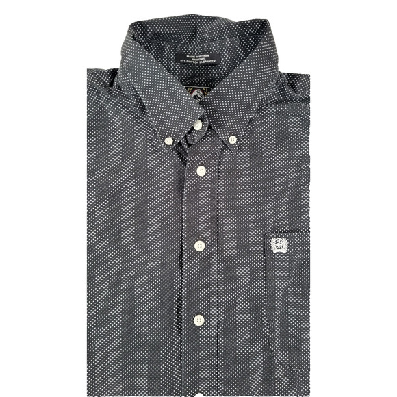 Cinch Men’s Large Black Micro Dot Western Shirt Long Sleeve Button Front - Picture 3 of 9